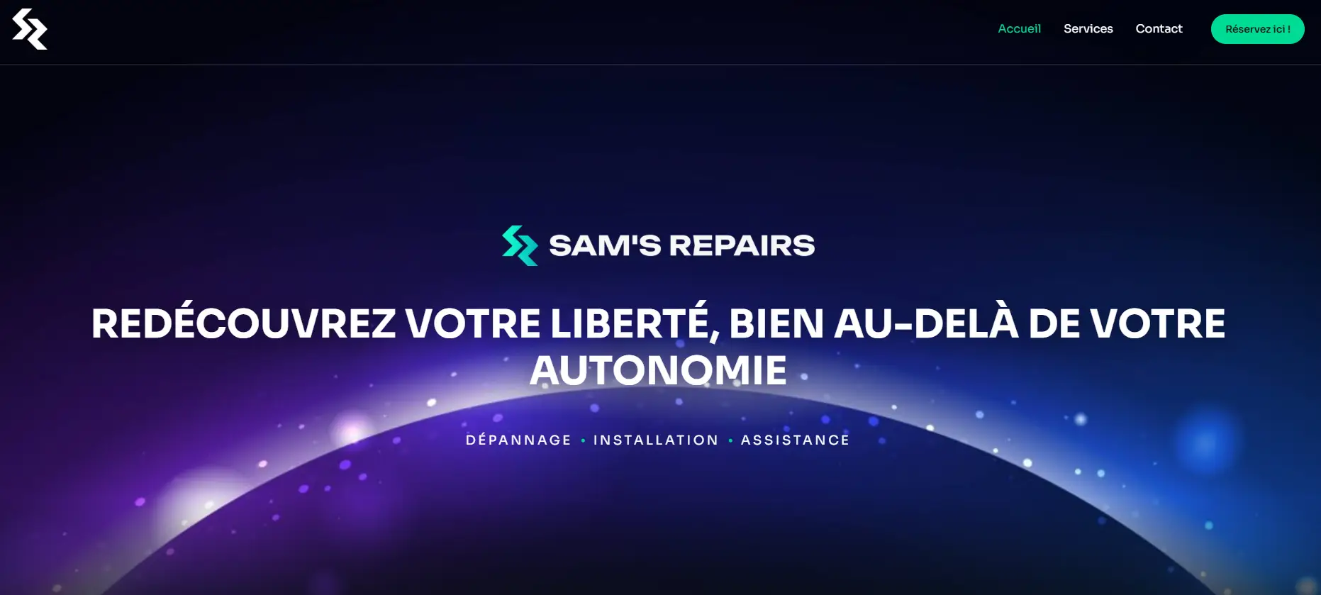 Site vitrine moderne développé pour SAM’S REPAIR en Belgique.